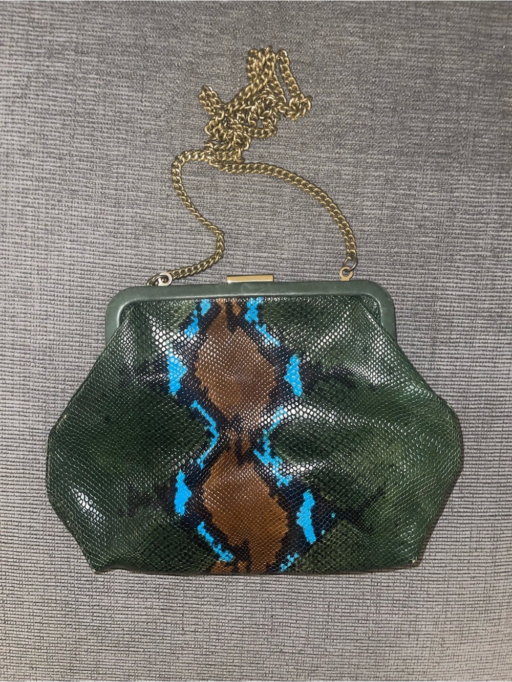 Clare V. Sissy Bag — Green Snake-Embossed Leather + Dust Bag
